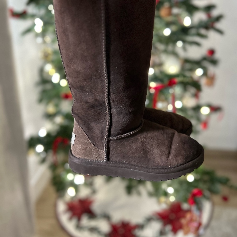 UGG Uggs Classic Chocolate Brown Suede Tall Boots Kids 3